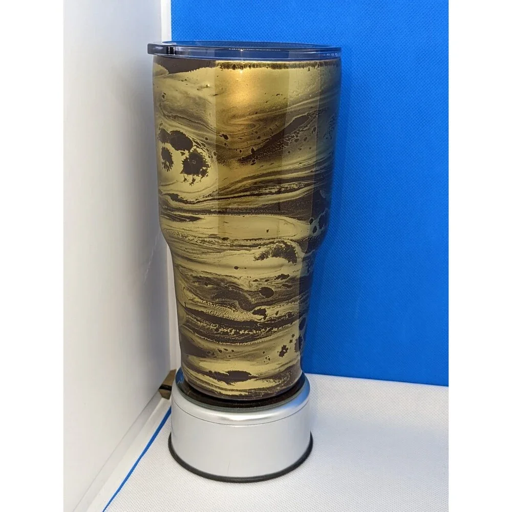 Resin Tumbler - Dark Brown & Gold Swirl,  30oz, New